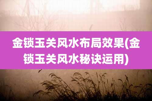 金锁玉关风水布局效果(金锁玉关风水秘诀运用)