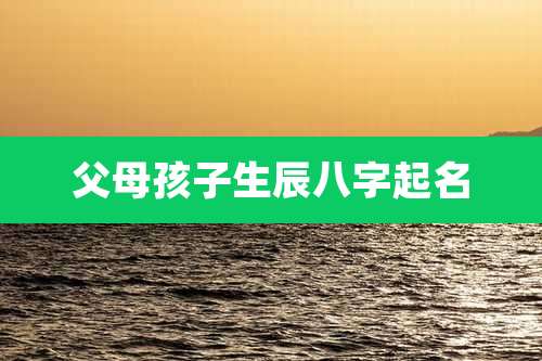 父母孩子生辰八字起名