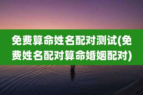 免费算命姓名配对测试(免费姓名配对算命婚姻配对)