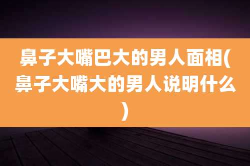 鼻子大嘴巴大的男人面相(鼻子大嘴大的男人说明什么)