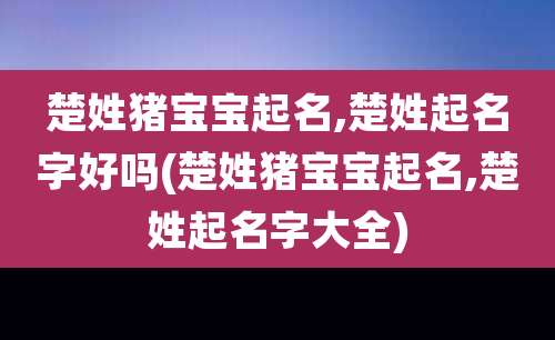 楚姓猪宝宝起名,楚姓起名字好吗(楚姓猪宝宝起名,楚姓起名字大全)