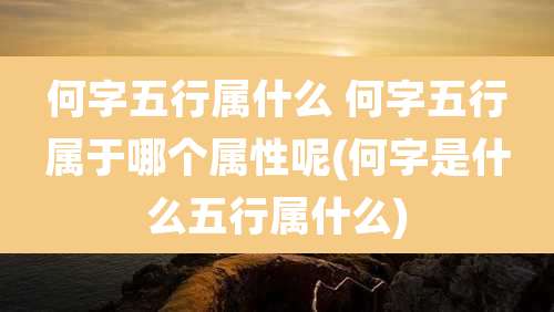 何字五行属什么 何字五行属于哪个属性呢(何字是什么五行属什么)