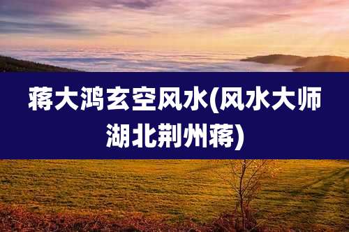 蒋大鸿玄空风水(风水大师湖北荆州蒋)