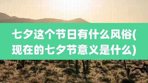 七夕这个节日有什么风俗(现在的七夕节意义是什么)