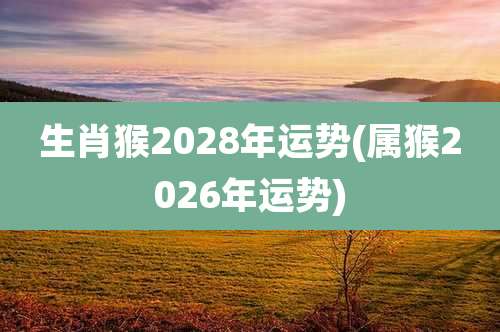 生肖猴2028年运势(属猴2026年运势)