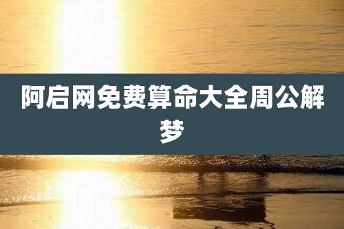阿启网免费算命大全周公解梦