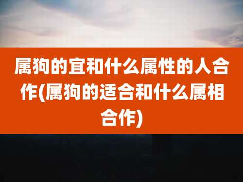 属狗的宜和什么属性的人合作(属狗的适合和什么属相合作)