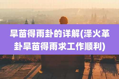 旱苗得雨卦的详解(泽火革卦旱苗得雨求工作顺利)