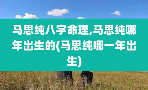 马思纯八字命理,马思纯哪年出生的(马思纯哪一年出生)