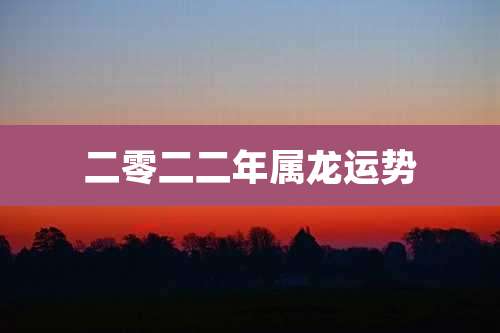 二零二二年属龙运势