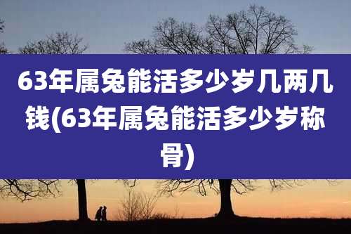 63年属兔能活多少岁几两几钱(63年属兔能活多少岁称骨)