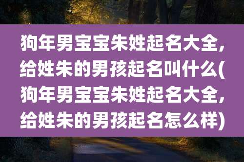 狗年男宝宝朱姓起名大全,给姓朱的男孩起名叫什么(狗年男宝宝朱姓起名大全,给姓朱的男孩起名怎么样)