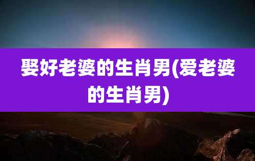 娶好老婆的生肖男(爱老婆的生肖男)