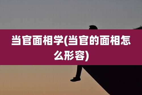 当官面相学(当官的面相怎么形容)