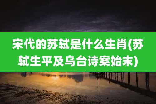 宋代的苏轼是什么生肖(苏轼生平及乌台诗案始末)