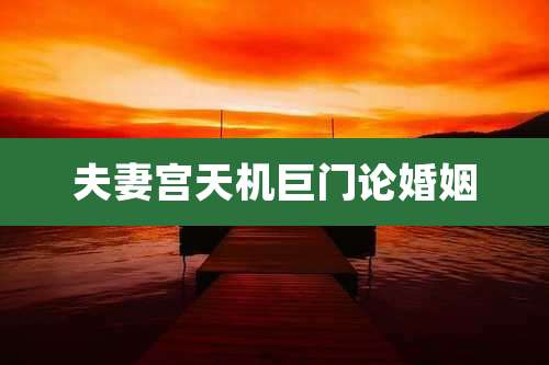 夫妻宫天机巨门论婚姻