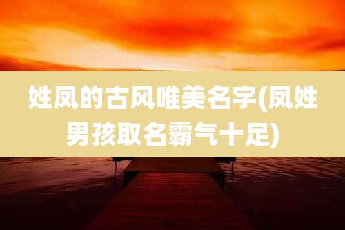 姓凤的古风唯美名字(凤姓男孩取名霸气十足)