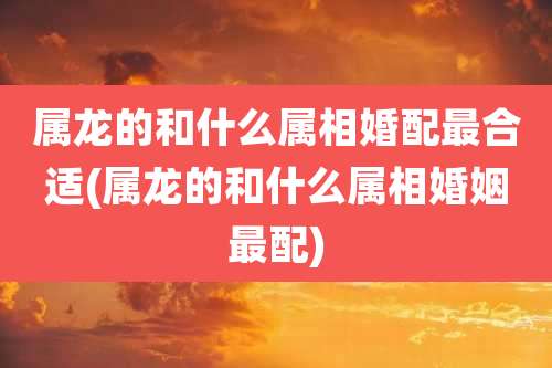 属龙的和什么属相婚配最合适(属龙的和什么属相婚姻最配)