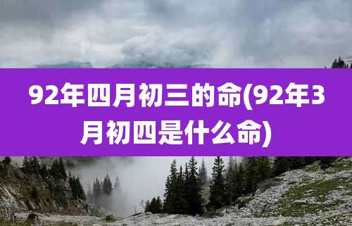 92年四月初三的命(92年3月初四是什么命)