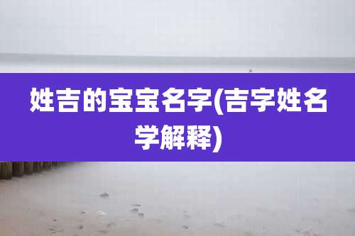 姓吉的宝宝名字(吉字姓名学解释)
