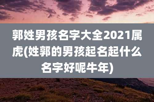 郭姓男孩名字大全2021属虎(姓郭的男孩起名起什么名字好呢牛年)