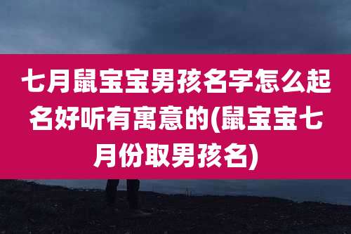 七月鼠宝宝男孩名字怎么起名好听有寓意的(鼠宝宝七月份取男孩名)