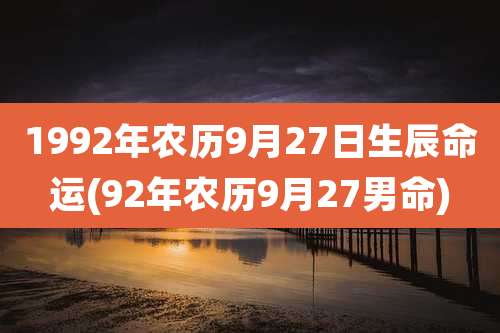 1992年农历9月27日生辰命运(92年农历9月27男命)
