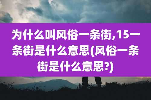 为什么叫风俗一条街,15一条街是什么意思(风俗一条街是什么意思?)