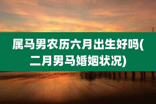 属马男农历六月出生好吗(二月男马婚姻状况)