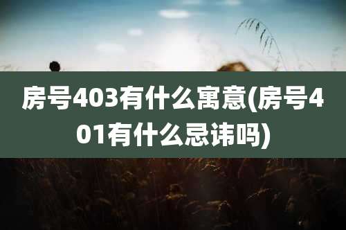 房号403有什么寓意(房号401有什么忌讳吗)
