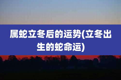 属蛇立冬后的运势(立冬出生的蛇命运)