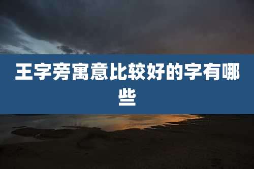 王字旁寓意比较好的字有哪些