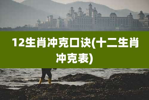 12生肖冲克口诀(十二生肖冲克表)