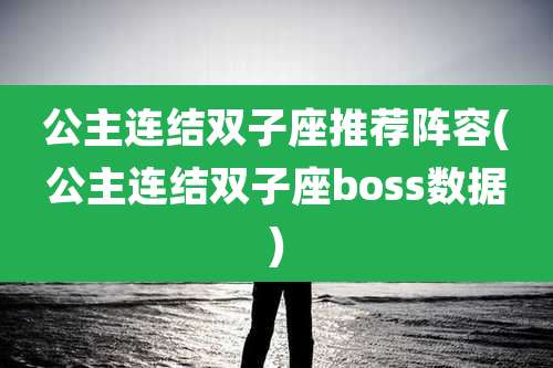 公主连结双子座推荐阵容(公主连结双子座boss数据)
