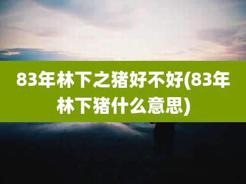 83年林下之猪好不好(83年林下猪什么意思)