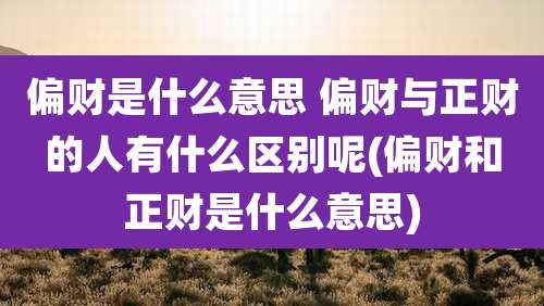 偏财是什么意思 偏财与正财的人有什么区别呢(偏财和正财是什么意思)