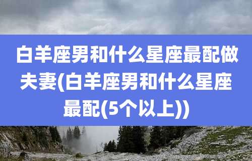 白羊座男和什么星座最配做夫妻(白羊座男和什么星座最配(5个以上))