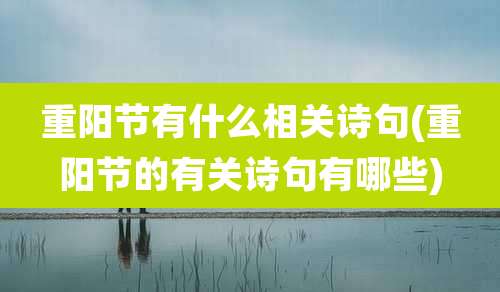 重阳节有什么相关诗句(重阳节的有关诗句有哪些)
