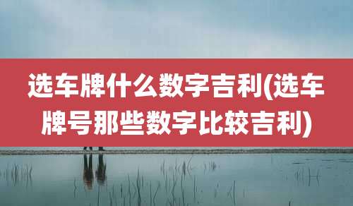 选车牌什么数字吉利(选车牌号那些数字比较吉利)