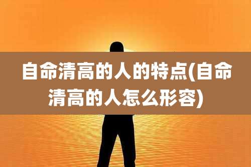 自命清高的人的特点(自命清高的人怎么形容)
