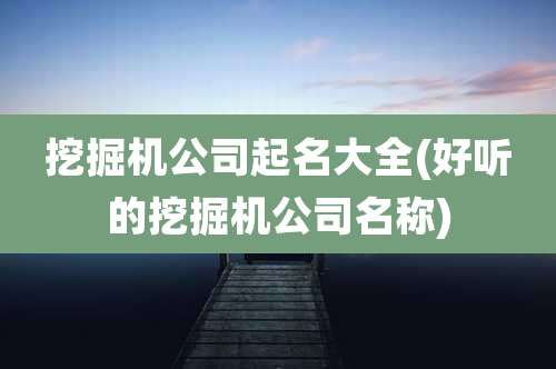 挖掘机公司起名大全(好听的挖掘机公司名称)