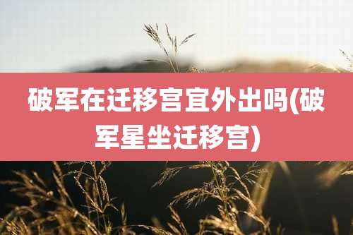 破军在迁移宫宜外出吗(破军星坐迁移宫)