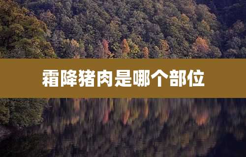 霜降猪肉是哪个部位