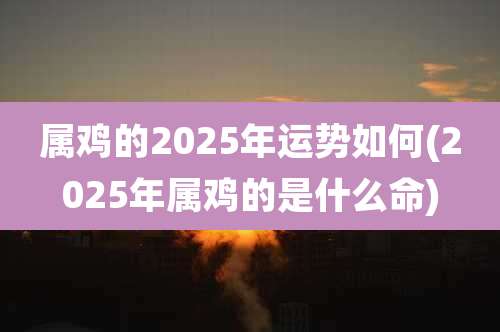 属鸡的2025年运势如何(2025年属鸡的是什么命)