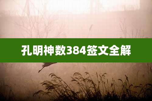 孔明神数384签文全解