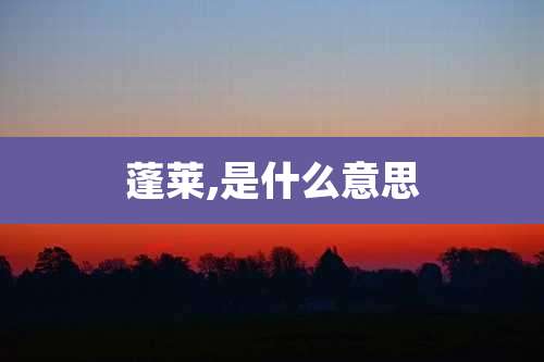 蓬莱,是什么意思
