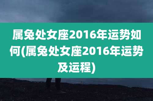 属兔处女座2016年运势如何(属兔处女座2016年运势及运程)