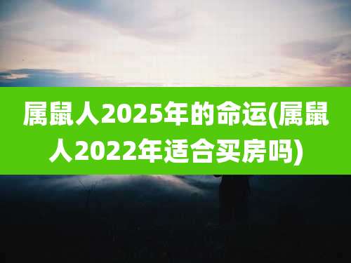 属鼠人2025年的命运(属鼠人2022年适合买房吗)