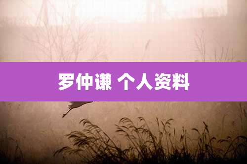 罗仲谦 个人资料