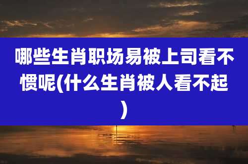 哪些生肖职场易被上司看不惯呢(什么生肖被人看不起)